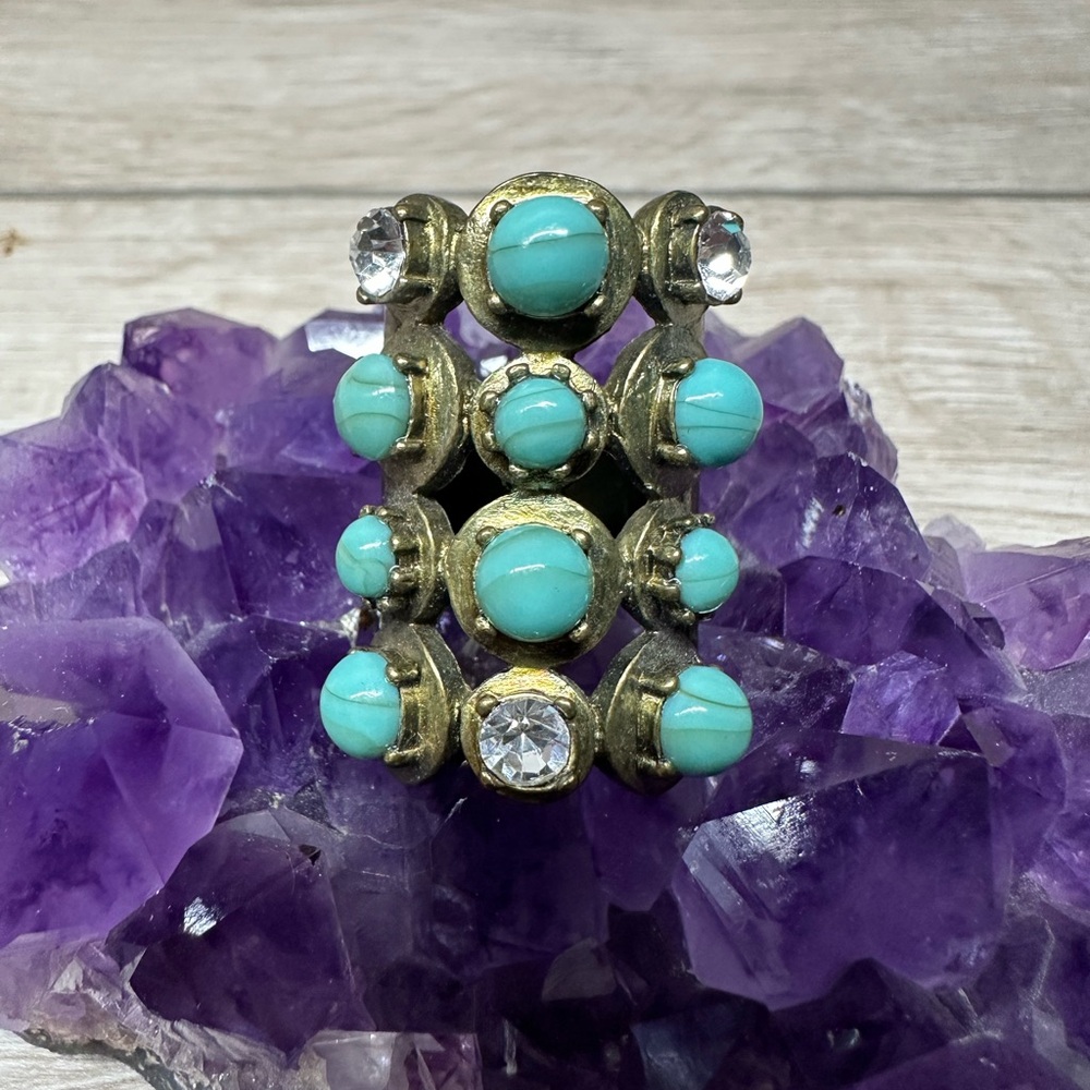 Vintage Turquoise and Gold‎ Colored Statement Ring